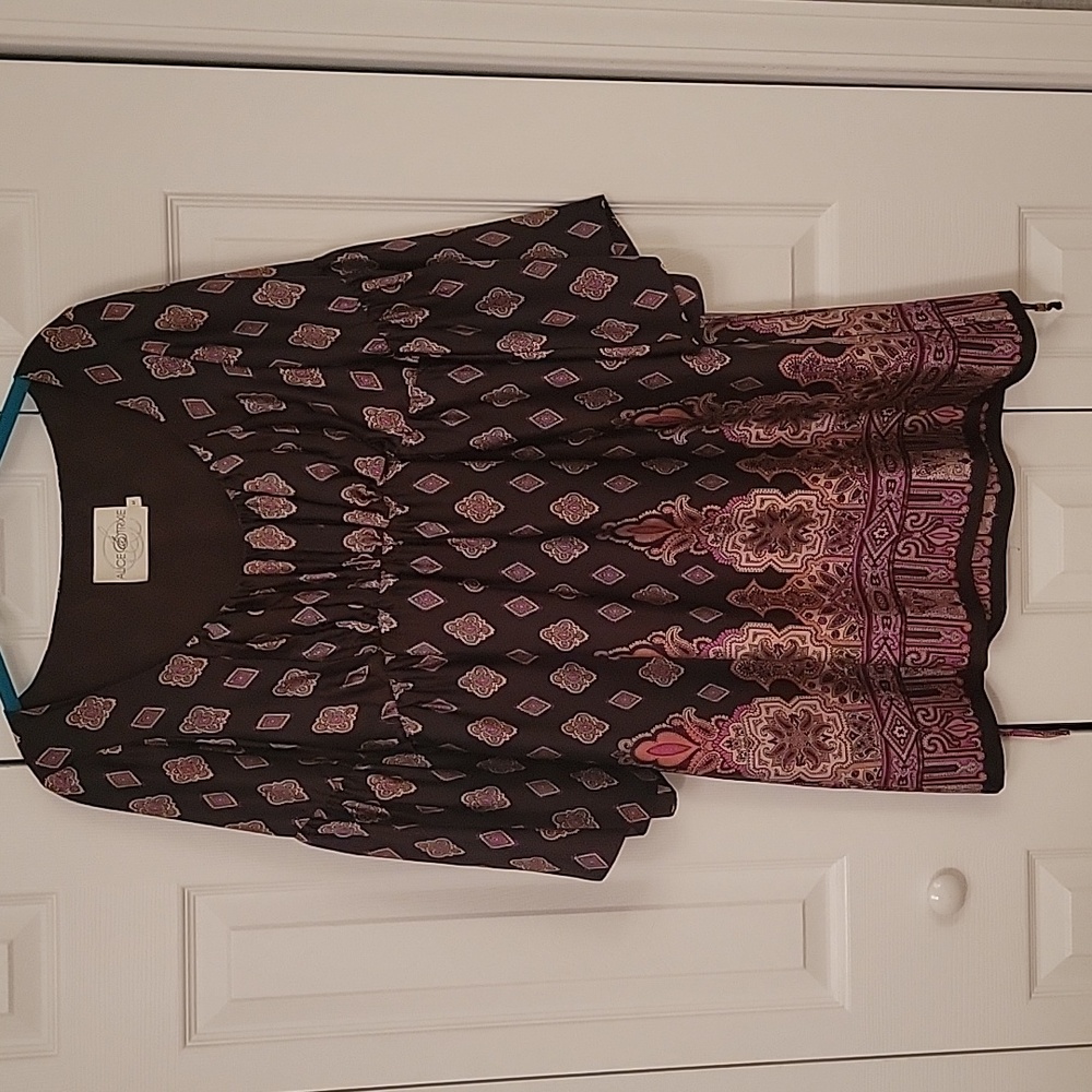Alice and Trixie dress, brown background, super flattering